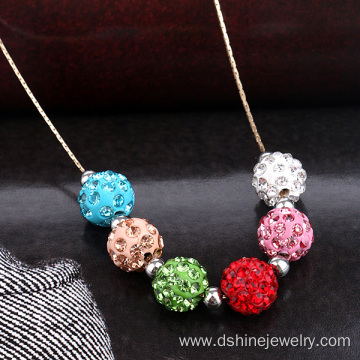 Multi Color Clay Shamballa Choker Beads Chain Necklace